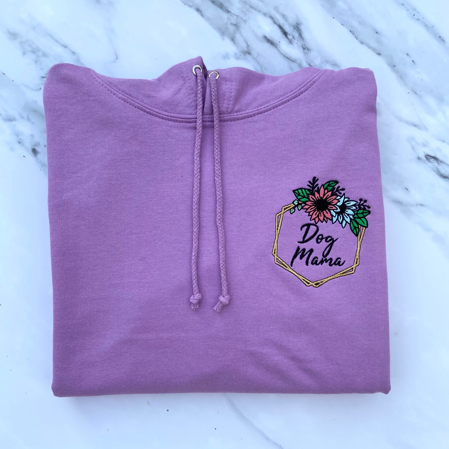 Dog Mama Floral Embroidered Lilac hoodie