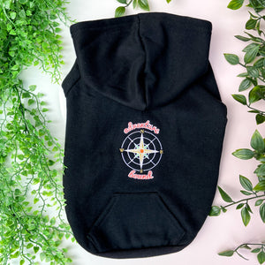 Adventure Bound Black Embroidered Zip up Dog Hoodie