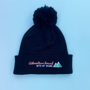 Adventure Bound with My Hound Black Beanie Hat