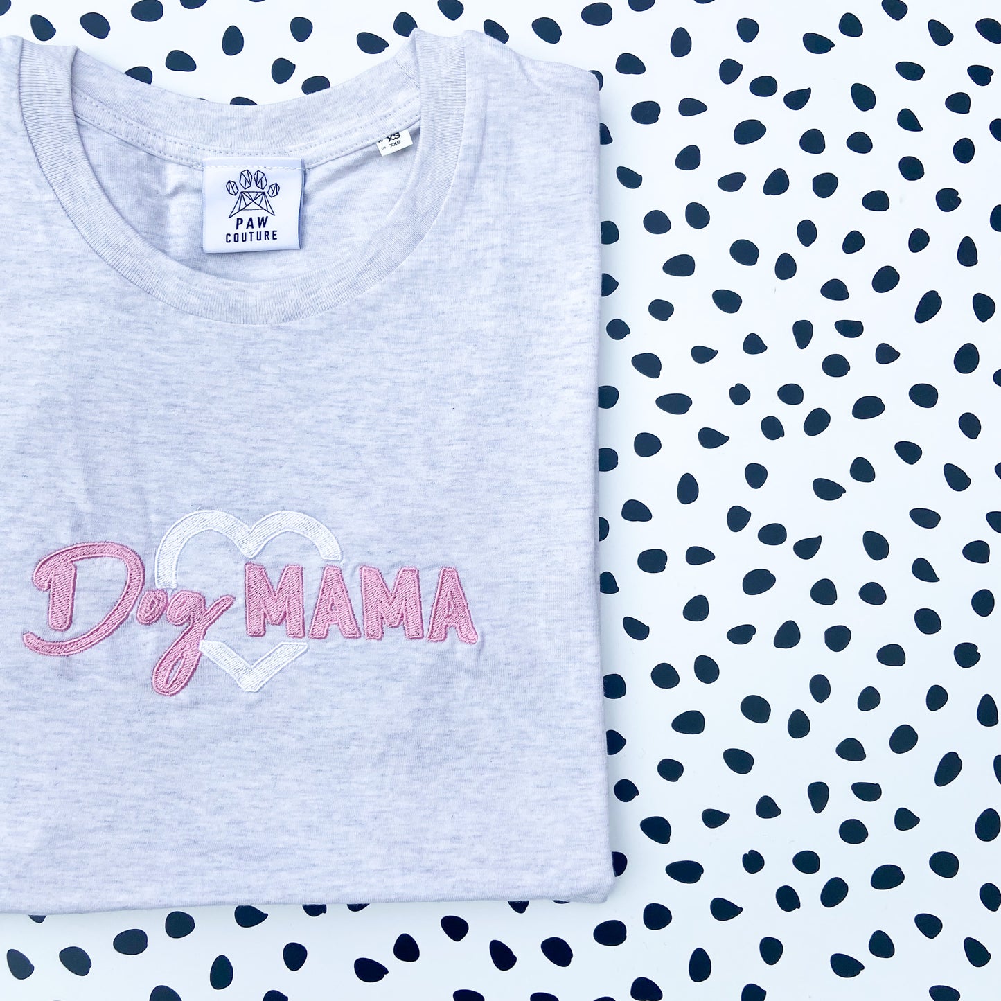 Dog Mama Embroidered Grey T-shirt