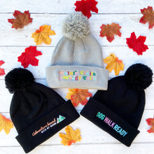 Load image into Gallery viewer, Dog Walk Ready Embroidered Black Beanie Hat
