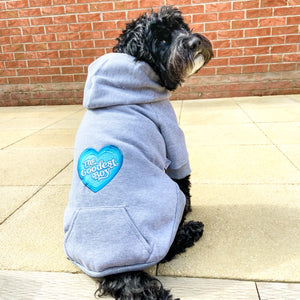 The Goodest Boy Grey Embroidered Zip up Dog Hoodie