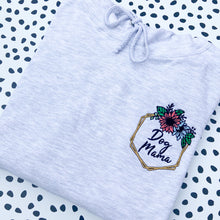 Load image into Gallery viewer, Dog Mama Floral Embroidered Ash Grey Hoodie
