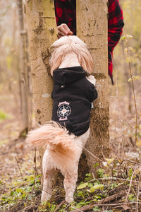 Adventure Bound Black Embroidered Zip up Dog Hoodie